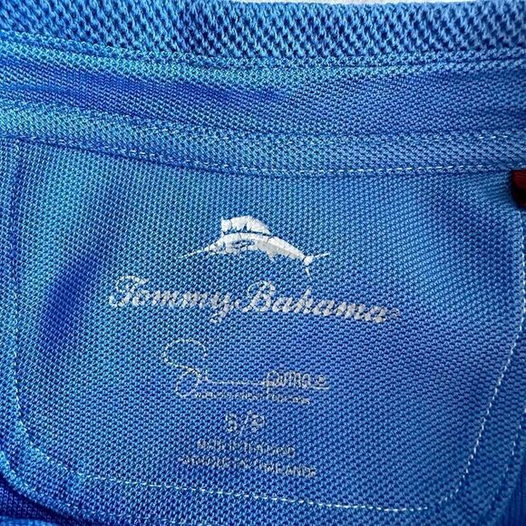 Tommy Bahama blue, short sleeved polo shirt. - Picture 2 of 7